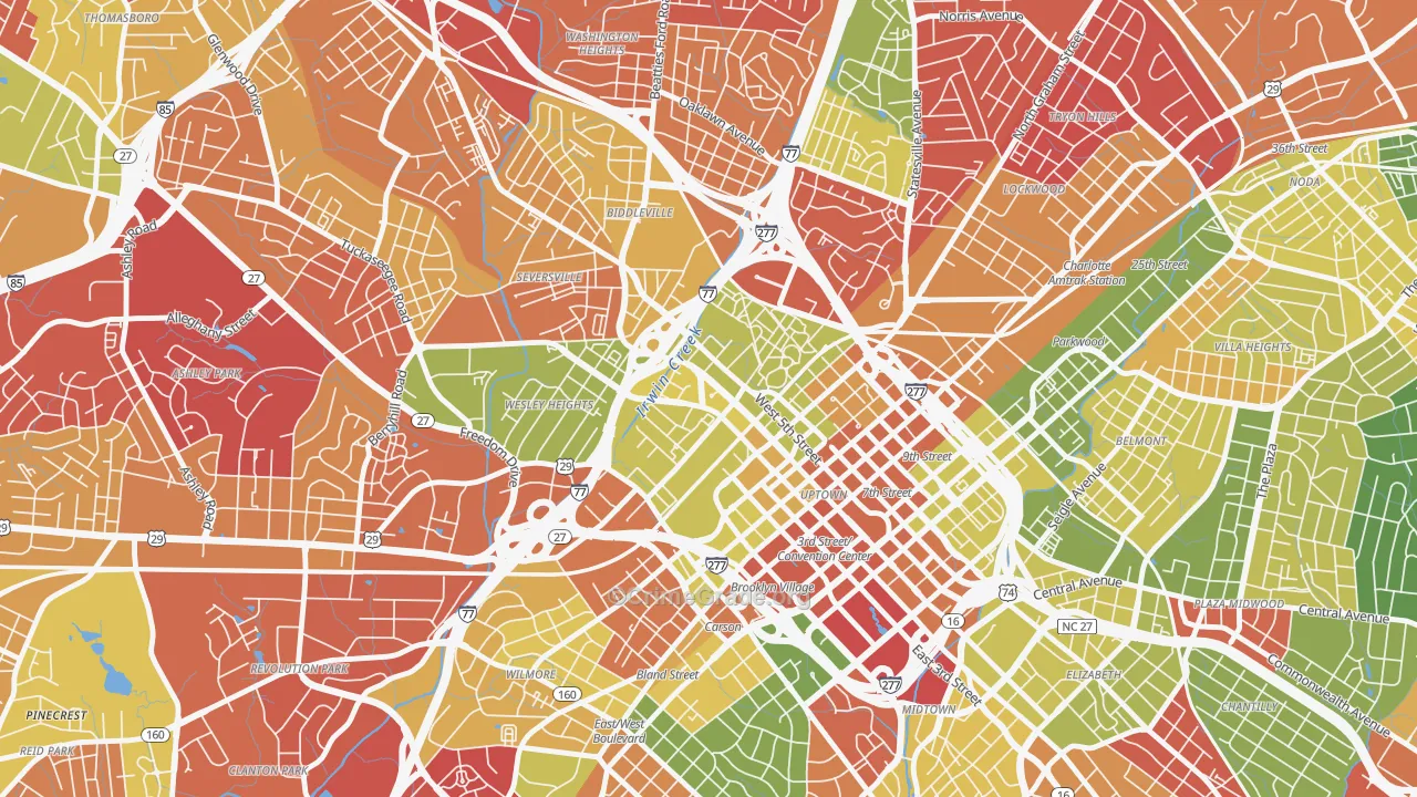 Third Ward, Charlotte, NC Map of Drug-Related Crime Rates
