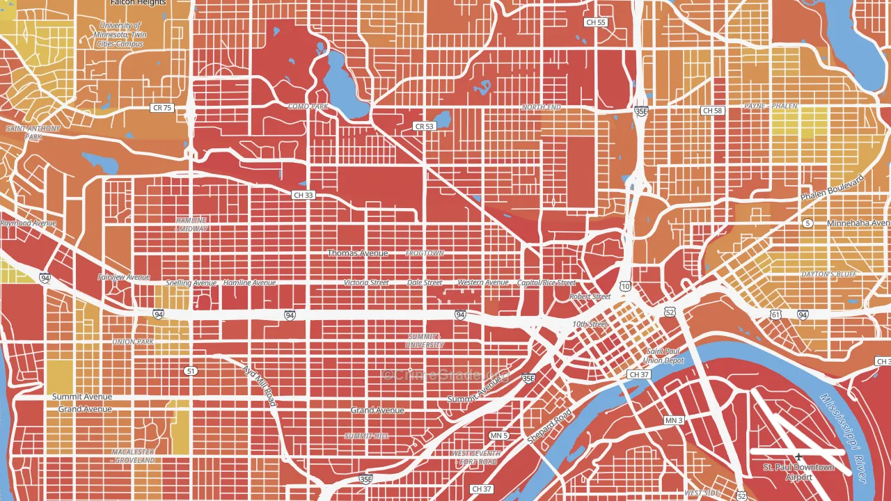 Thomas-Dale, St. Paul, MN Map of Drug-Related Crime Rates