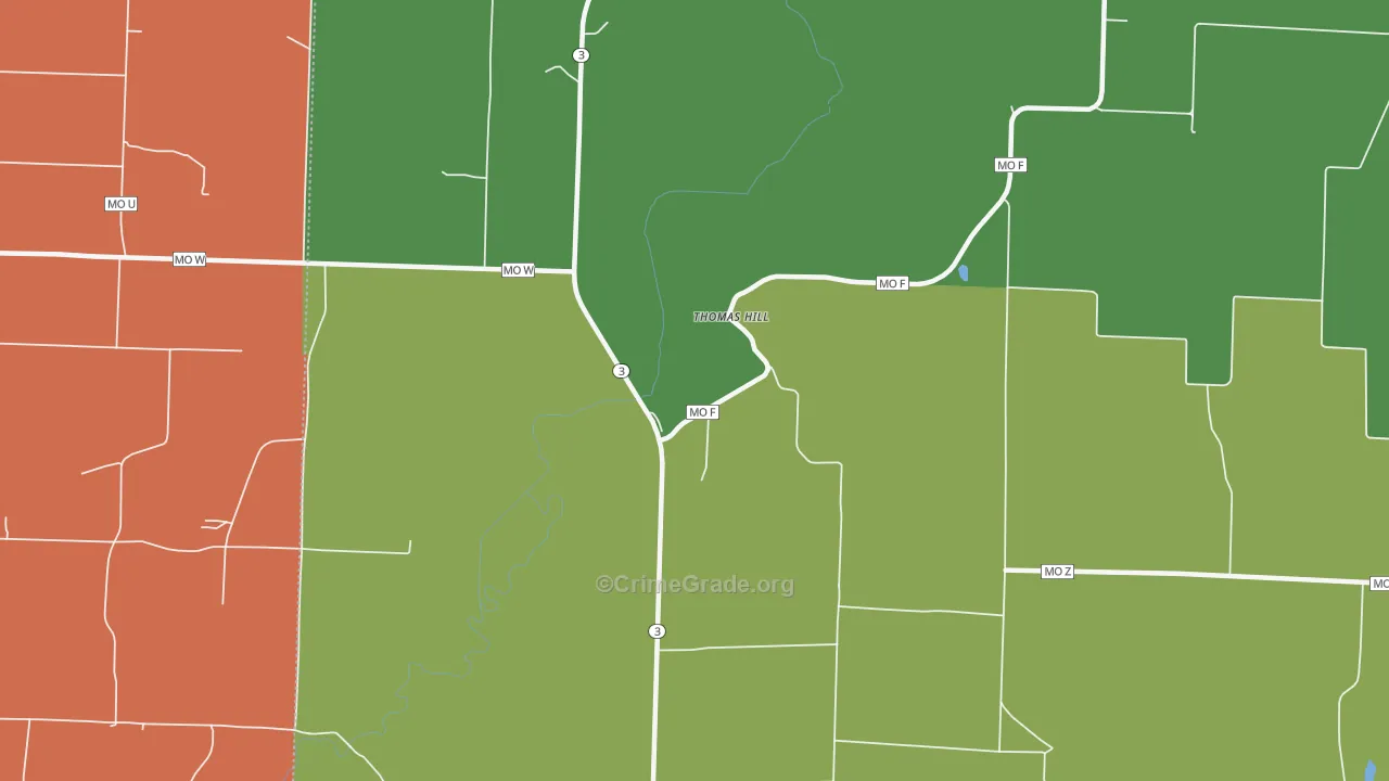 Thomas Hill, MO Map of Drug-Related Crime Rates