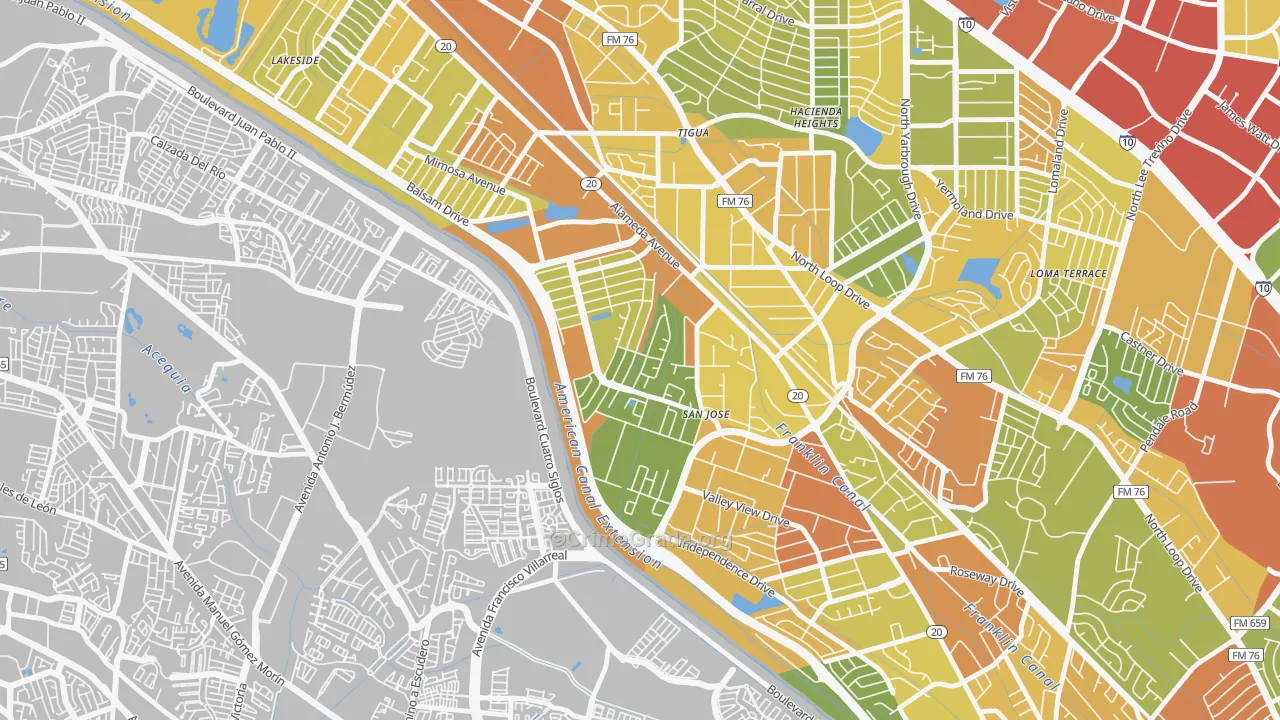 Thomas Manor, El Paso, TX Map of Drug-Related Crime Rates