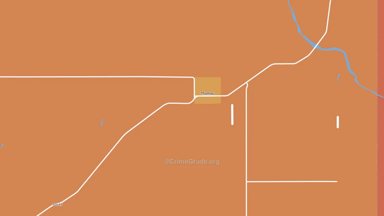 Thomas, OK Map of Drug-Related Crime Rates