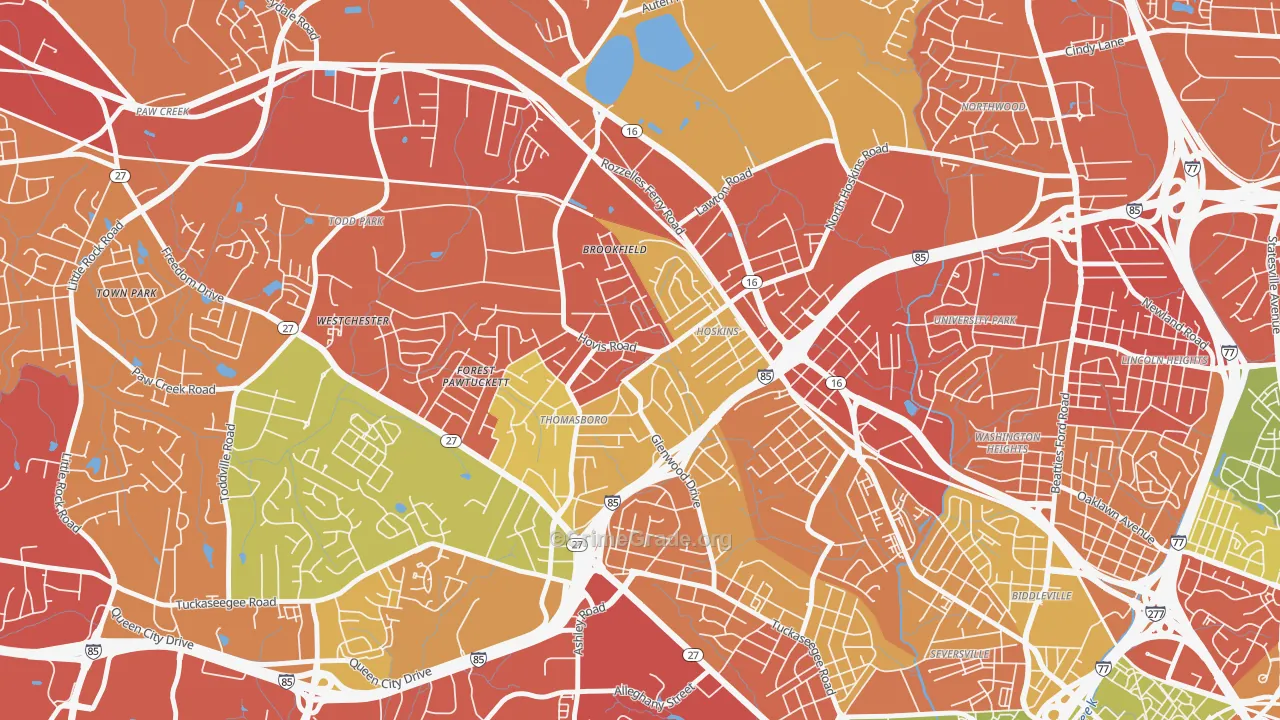 Thomasboro-Hoskins, Charlotte, NC Map of Drug-Related Crime Rates