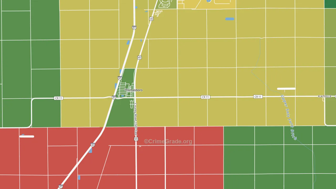 Thomasboro, IL Map of Drug-Related Crime Rates