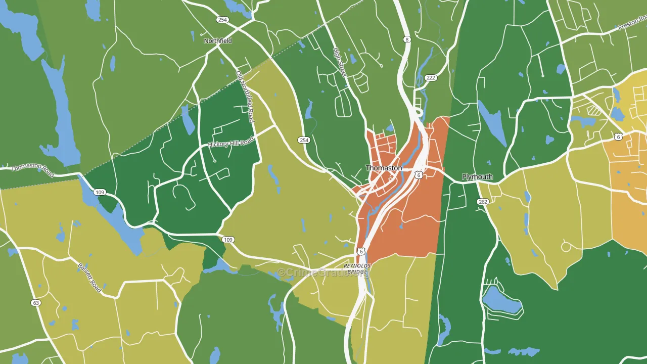 Thomaston, CT Map of Drug-Related Crime Rates