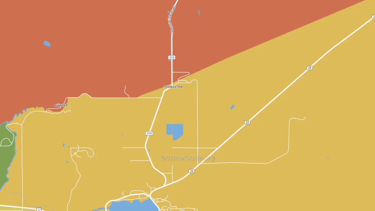 Thomaston, MI Map of Drug-Related Crime Rates