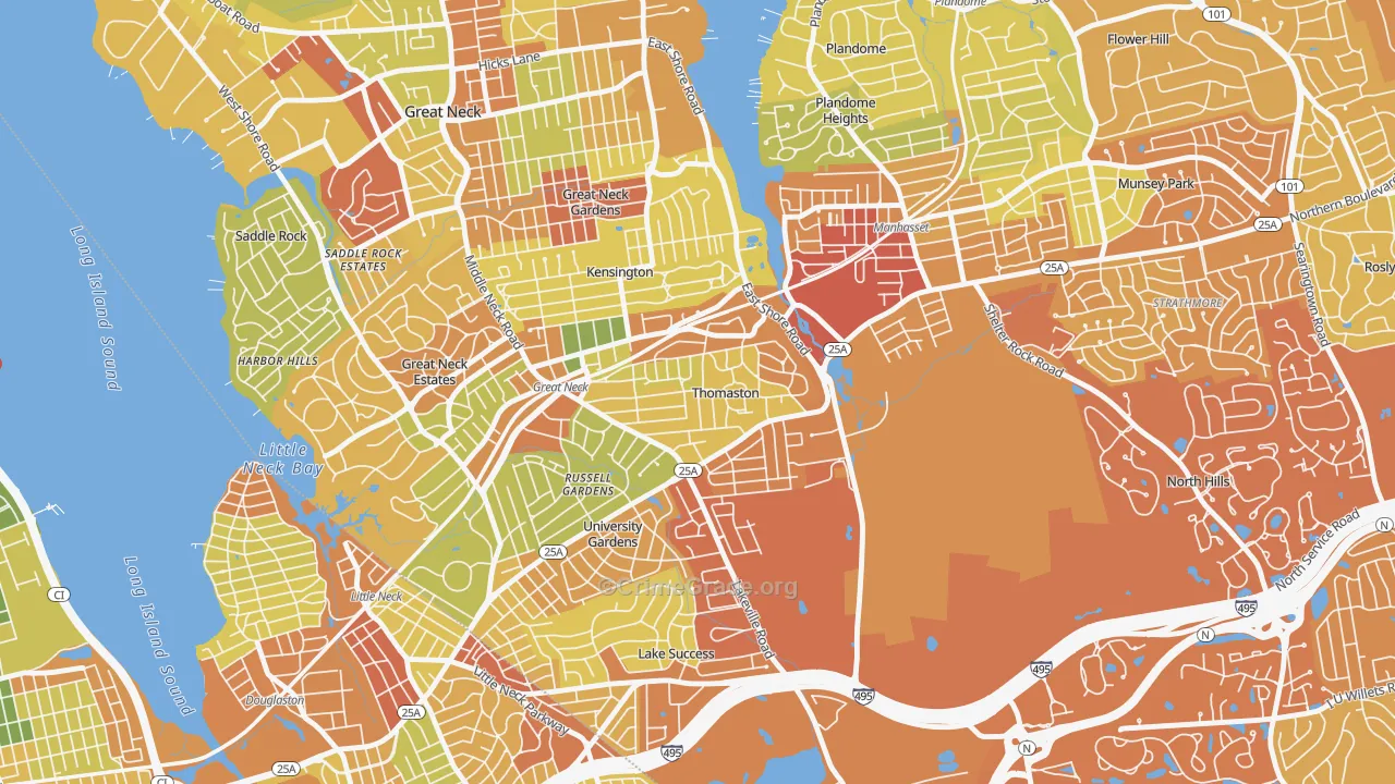 Thomaston, NY Map of Drug-Related Crime Rates