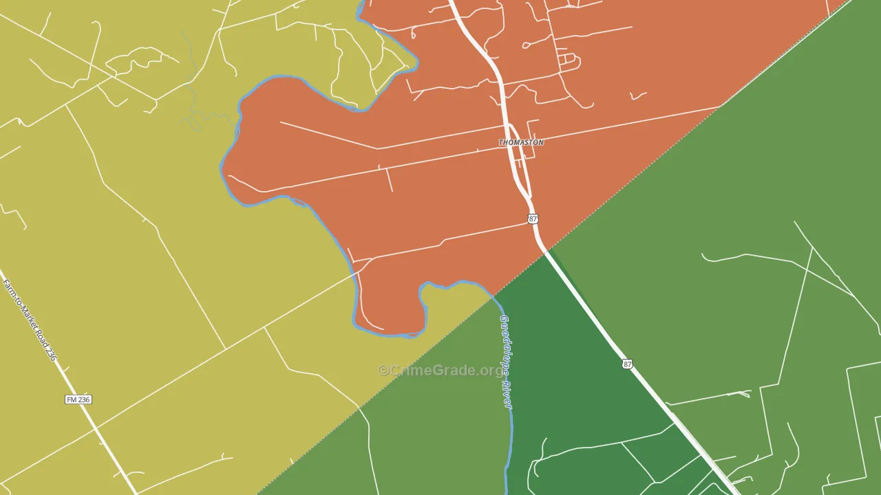 Thomaston, TX Map of Drug-Related Crime Rates