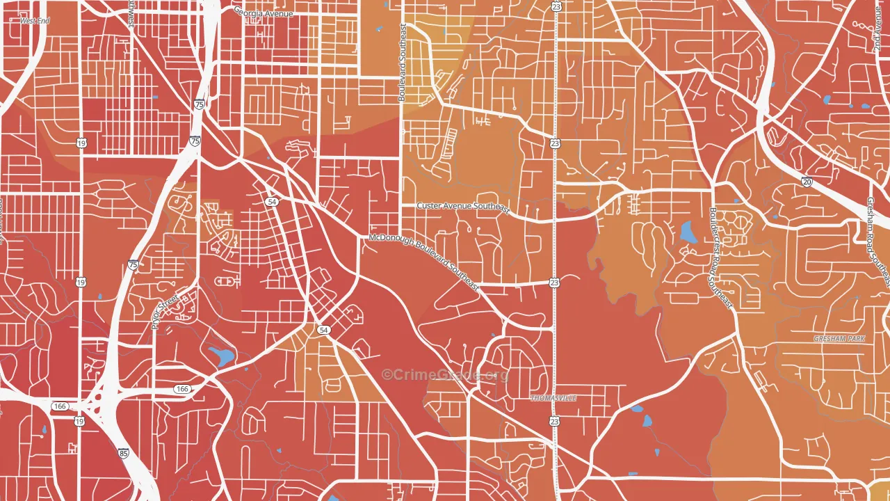 Thomasville, Atlanta, GA Map of Drug-Related Crime Rates
