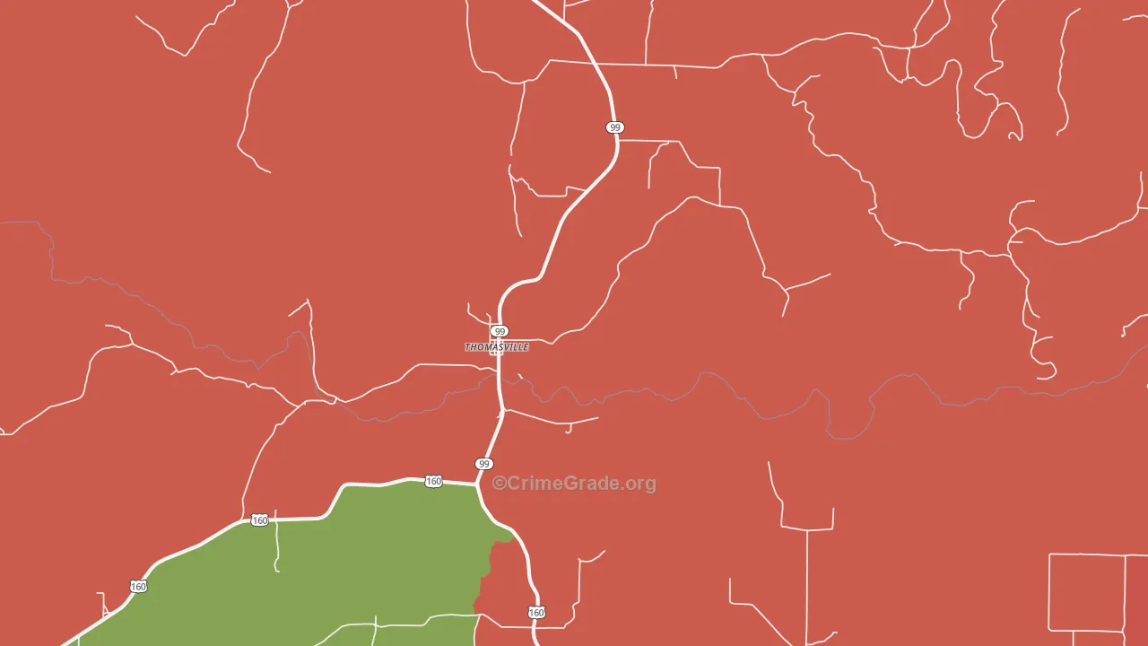 Thomasville, MO Map of Drug-Related Crime Rates