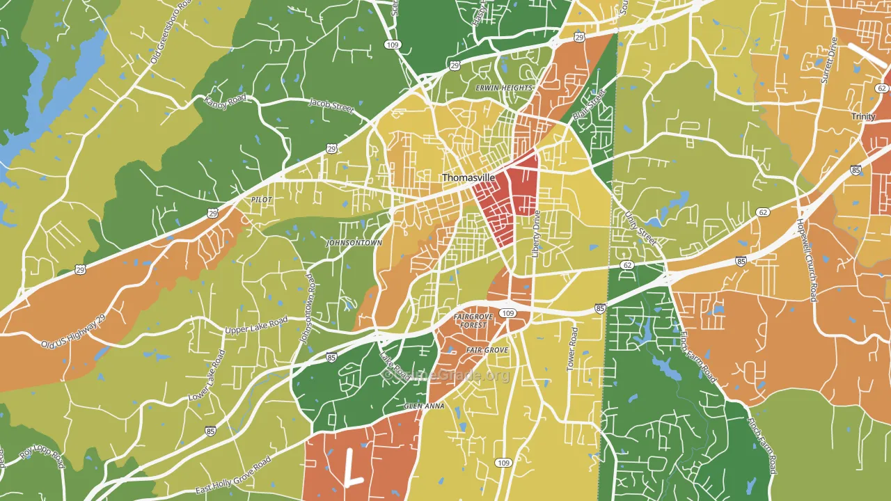 Thomasville, NC Map of Drug-Related Crime Rates
