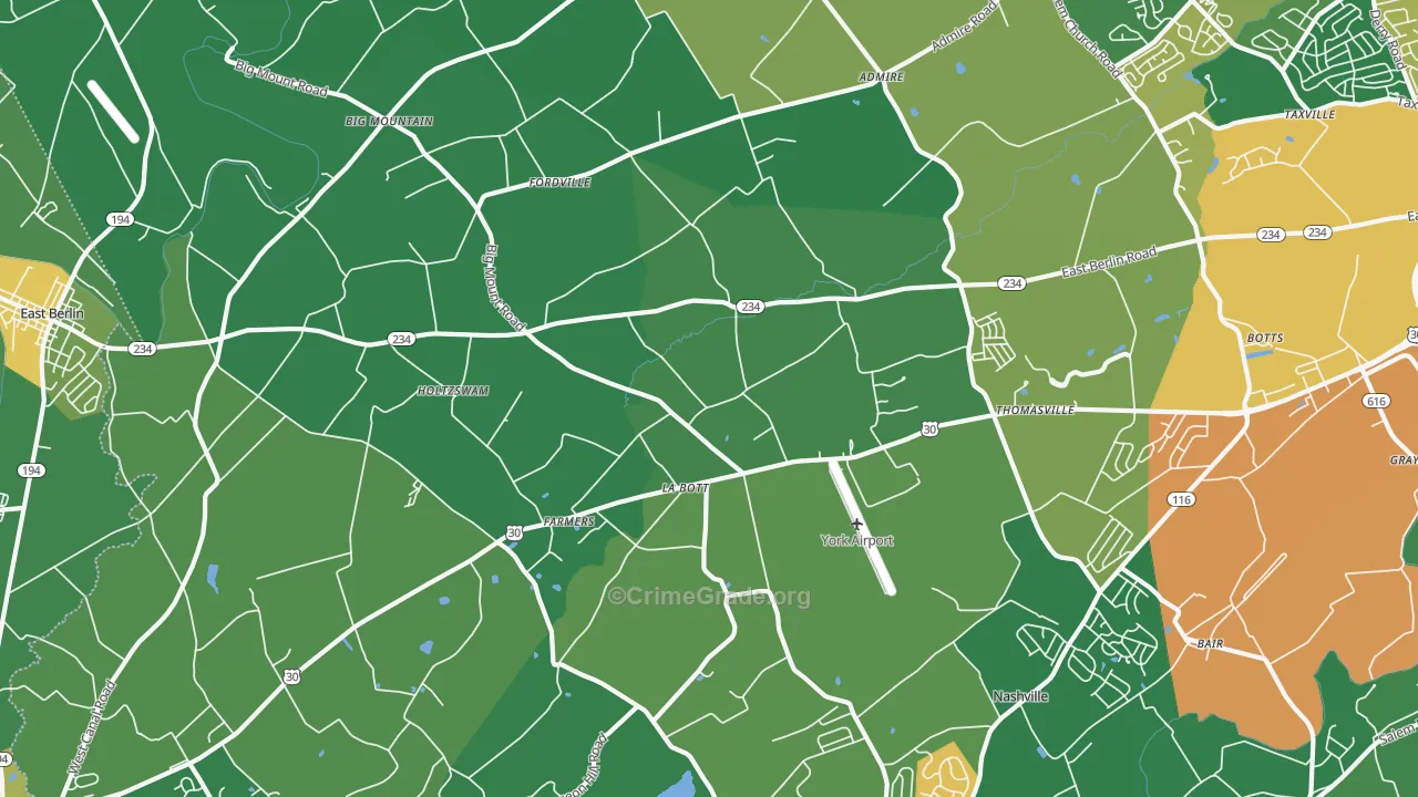 Thomasville, PA Map of Drug-Related Crime Rates