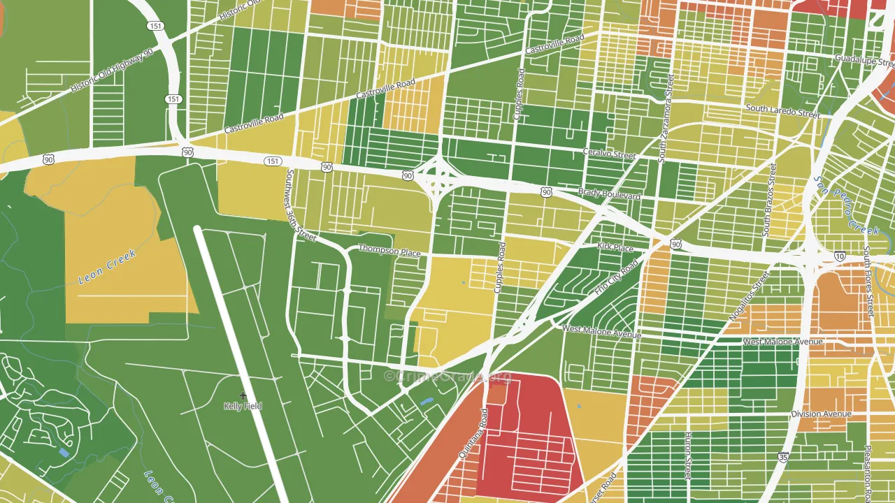 Thompson Community, San Antonio, TX Map of Drug-Related Crime Rates