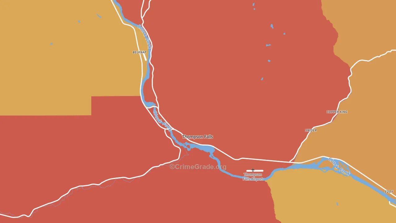 Thompson Falls, MT Map of Drug-Related Crime Rates