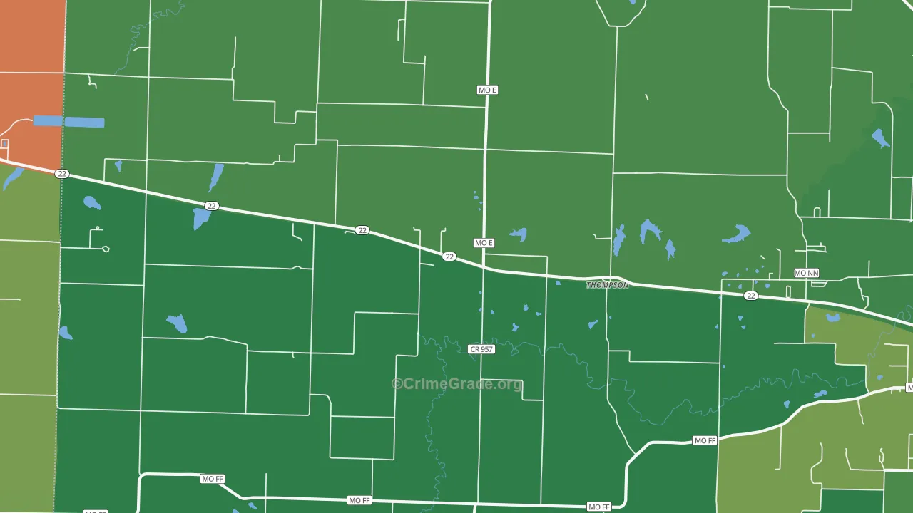 Thompson, MO Map of Drug-Related Crime Rates