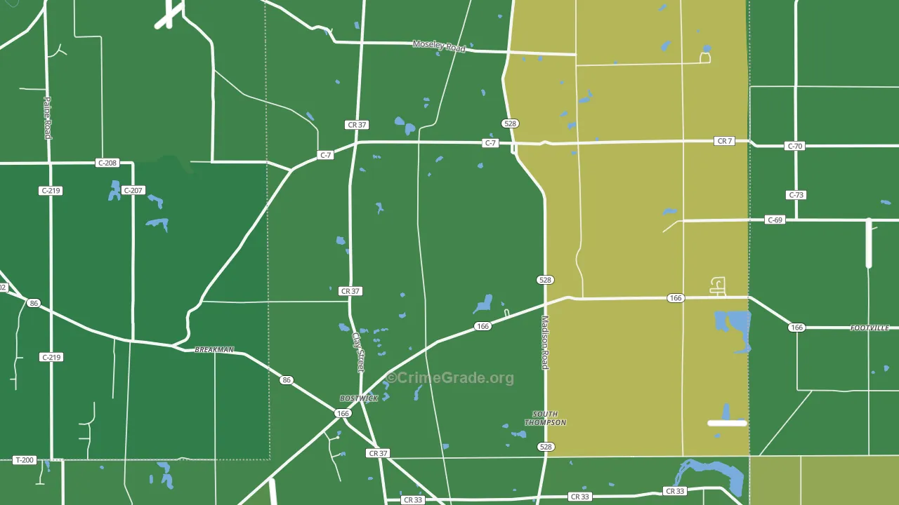 Thompson, OH Map of Drug-Related Crime Rates