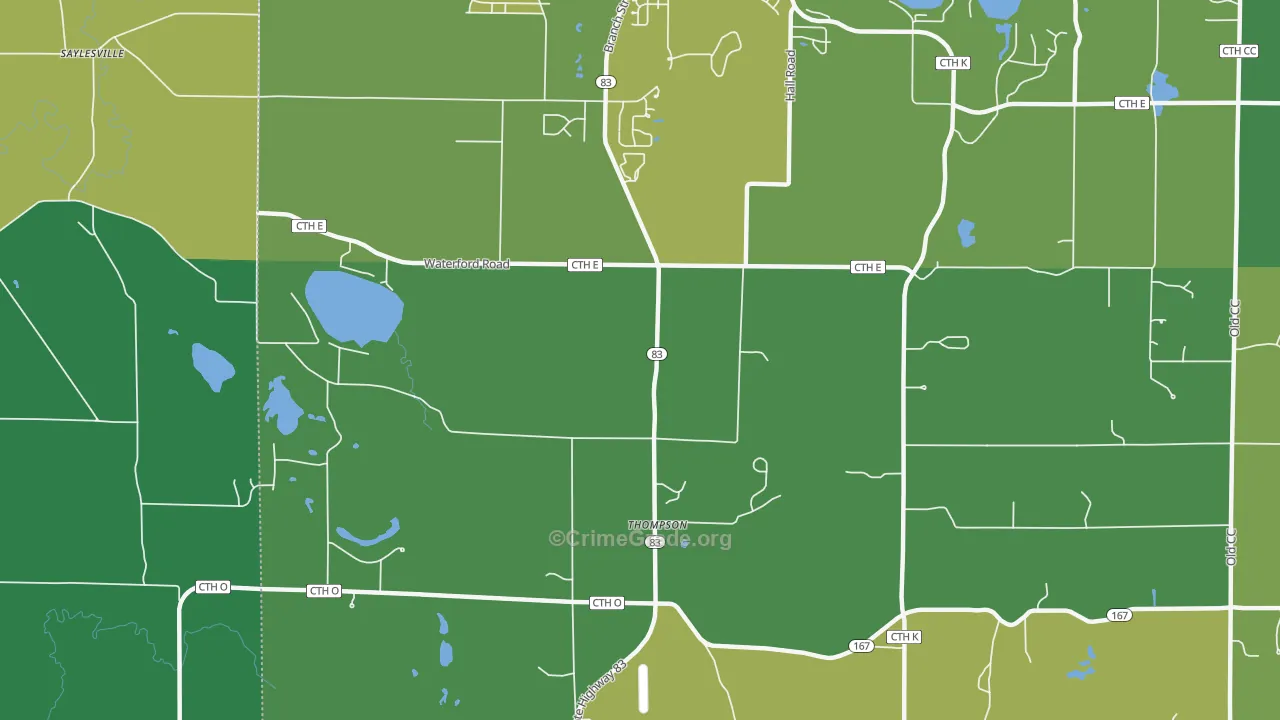 Thompson, WI Map of Drug-Related Crime Rates