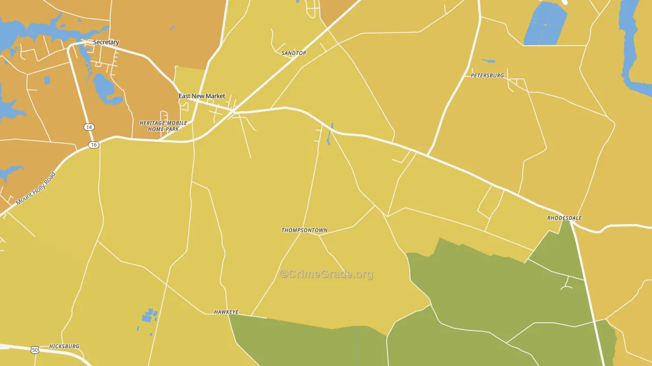 Thompsontown, MD Map of Drug-Related Crime Rates