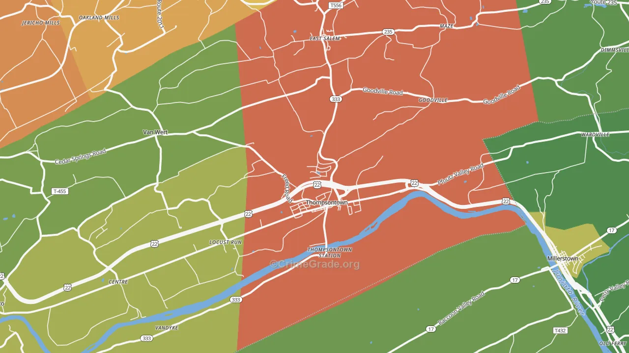 Thompsontown, PA Map of Drug-Related Crime Rates