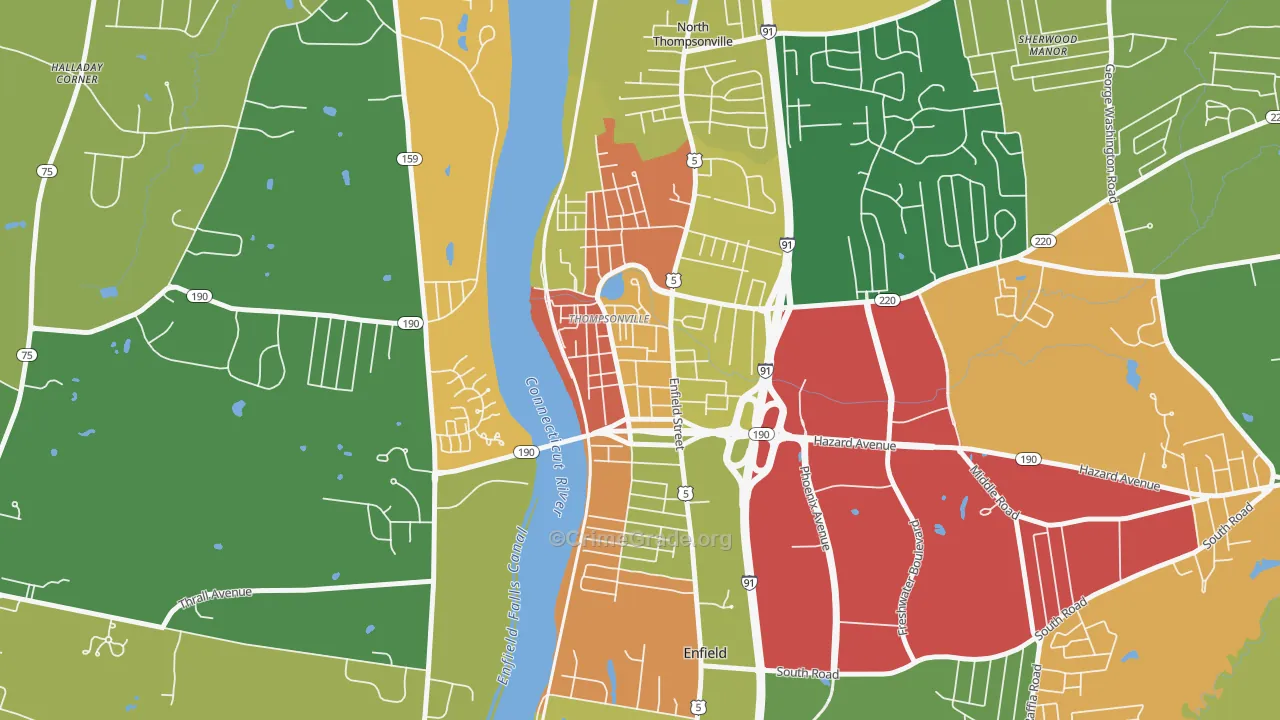 Thompsonville, CT Map of Drug-Related Crime Rates