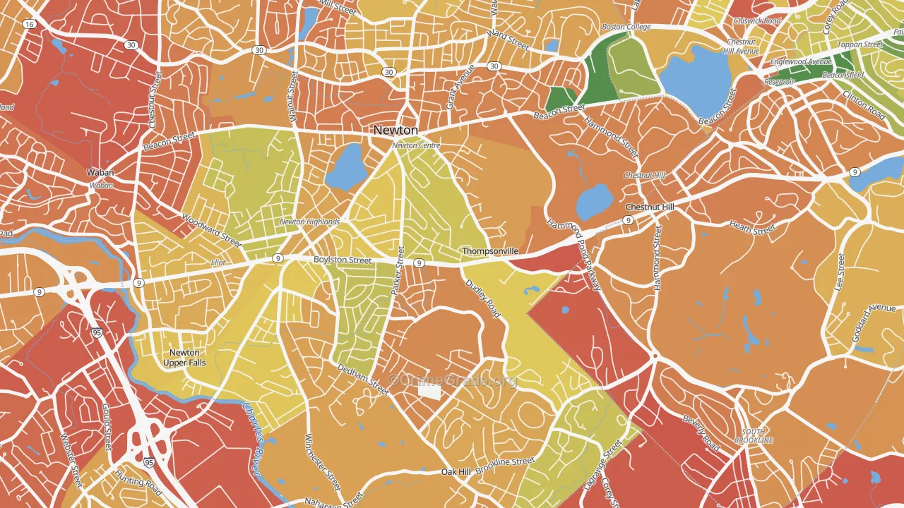 Thompsonville, Newton, MA Map of Drug-Related Crime Rates