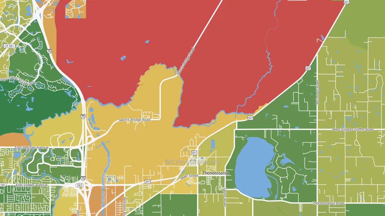 Thonotosassa, FL Map of Drug-Related Crime Rates