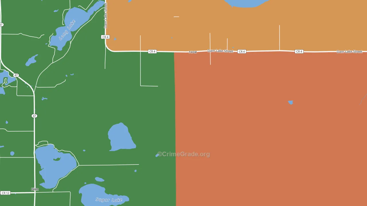 Thor, MN Map of Drug-Related Crime Rates