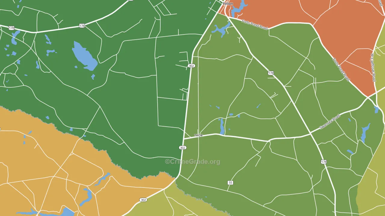 Thor, SC Map of Drug-Related Crime Rates