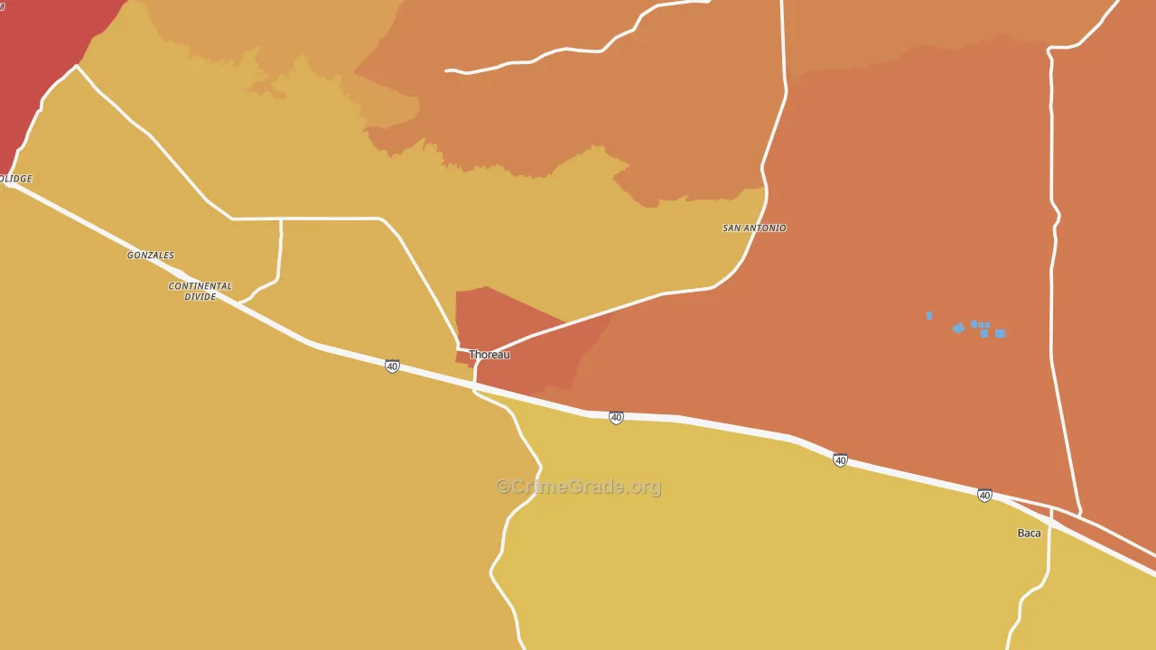 Thoreau, NM Map of Drug-Related Crime Rates