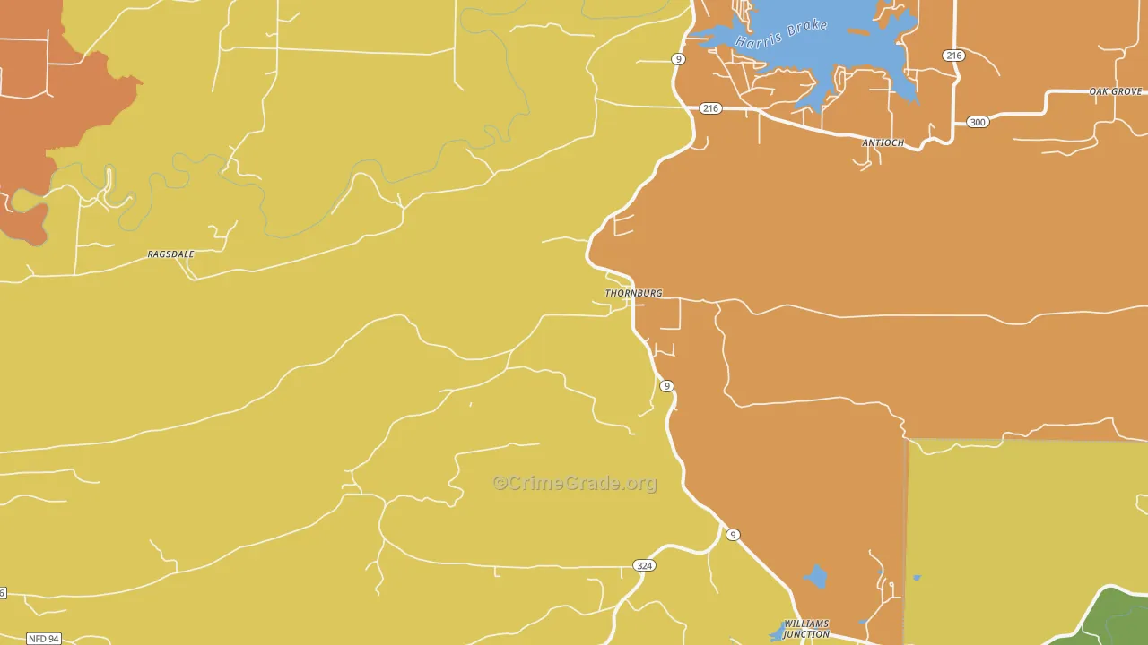 Thornburg, AR Map of Drug-Related Crime Rates
