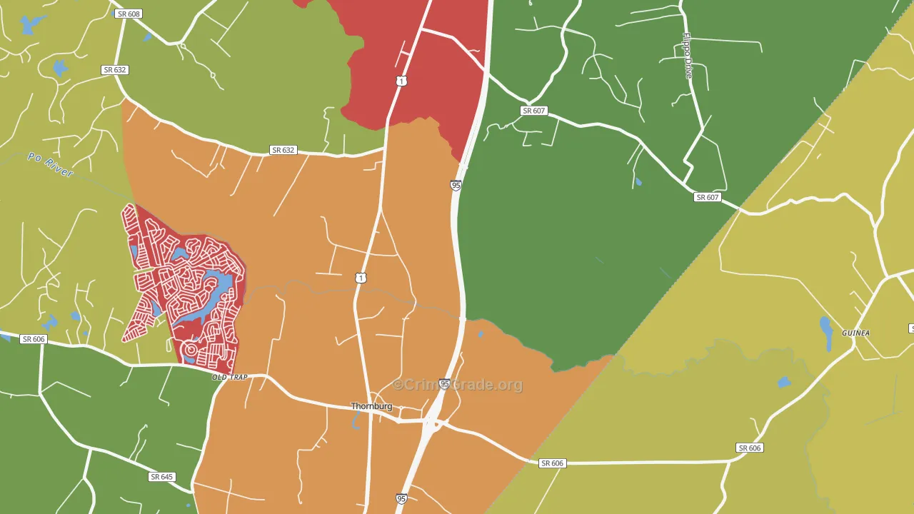 Thornburg, VA Map of Drug-Related Crime Rates
