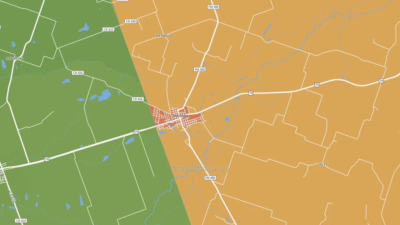 Thorndale, TX Map of Drug-Related Crime Rates