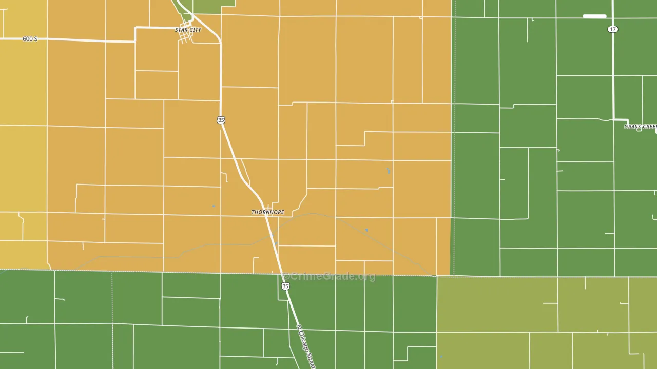 Thornhope, IN Map of Drug-Related Crime Rates