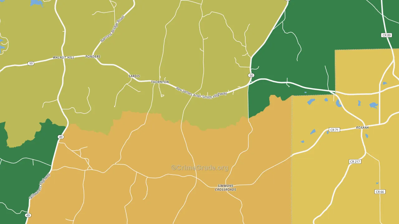 Thornton, AL Map of Drug-Related Crime Rates