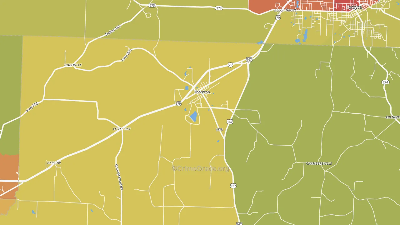 Thornton, AR Map of Drug-Related Crime Rates
