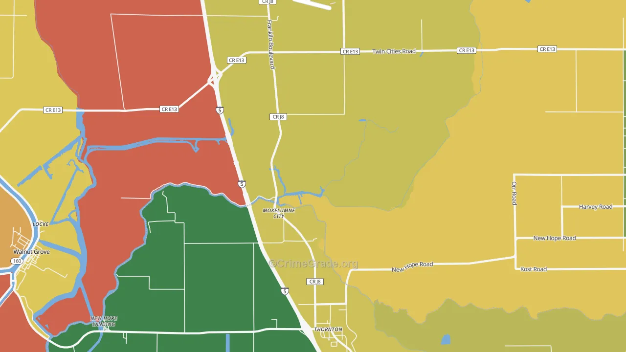 Thornton, CA Map of Drug-Related Crime Rates