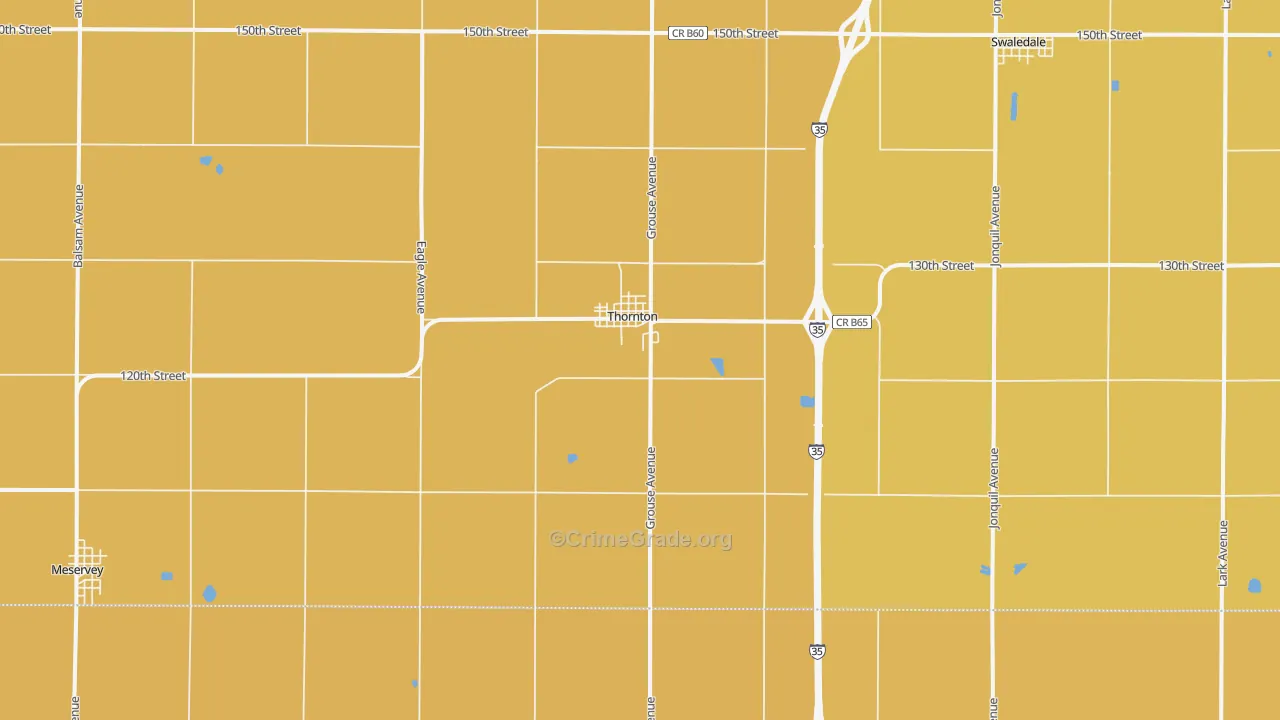 Thornton, IA Map of Drug-Related Crime Rates