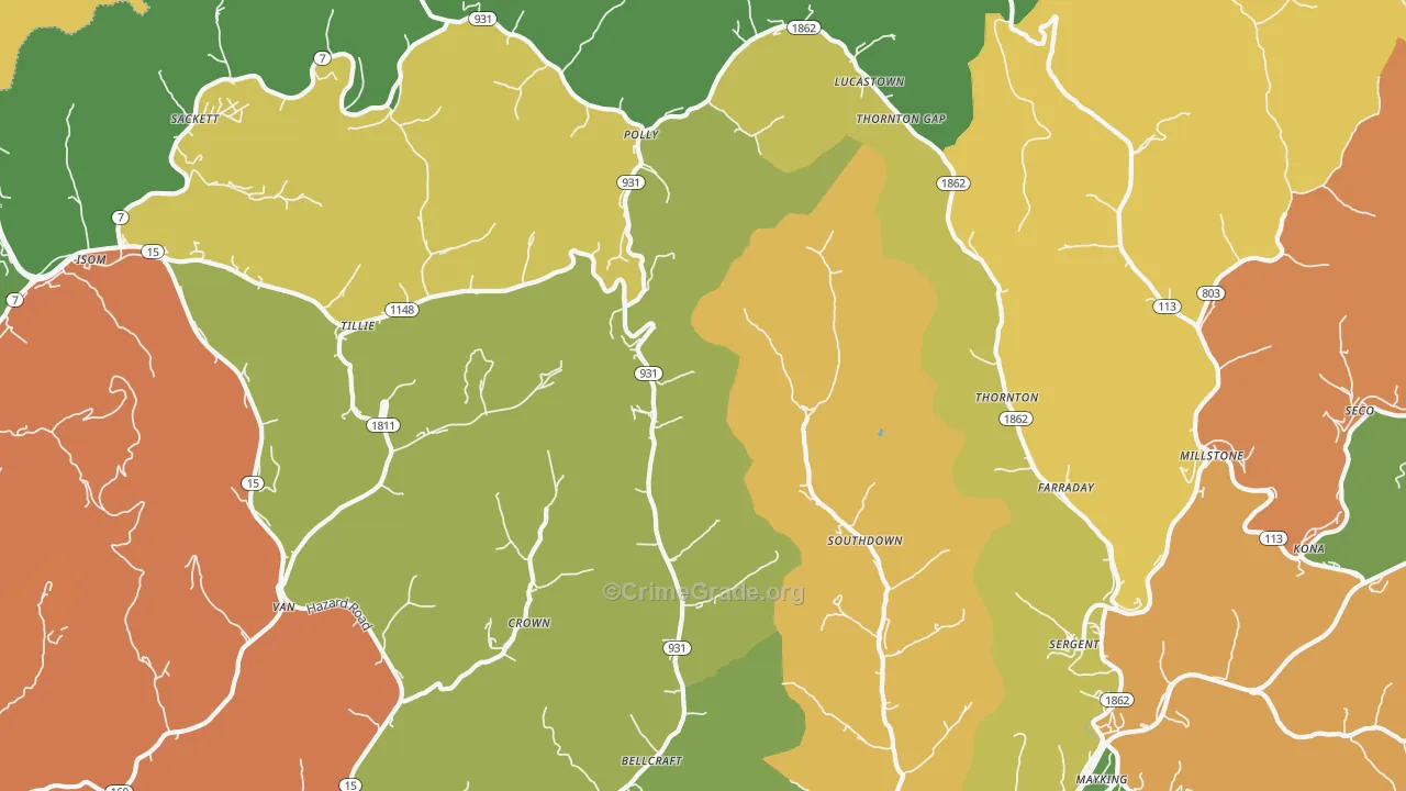 Thornton, KY Map of Drug-Related Crime Rates