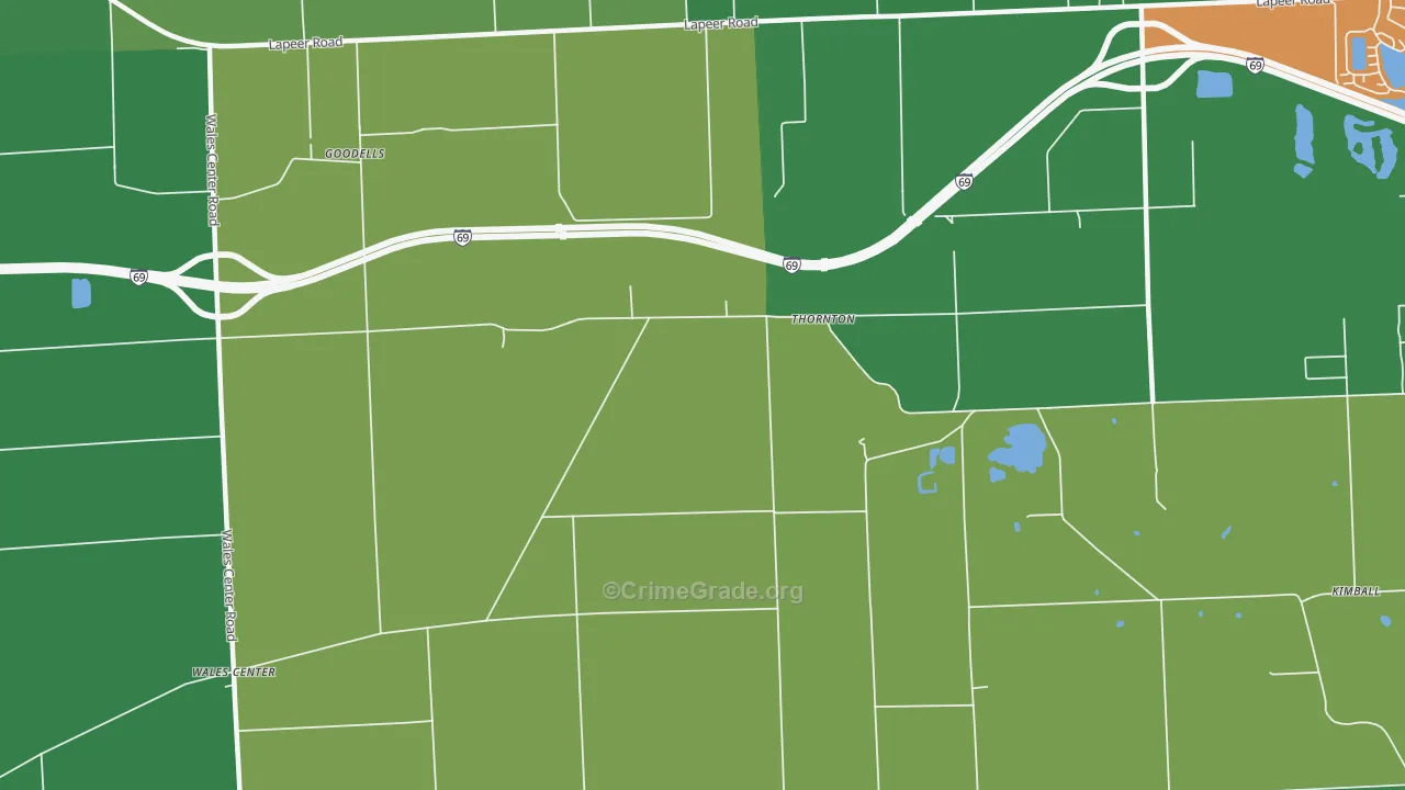 Thornton, MI Map of Drug-Related Crime Rates