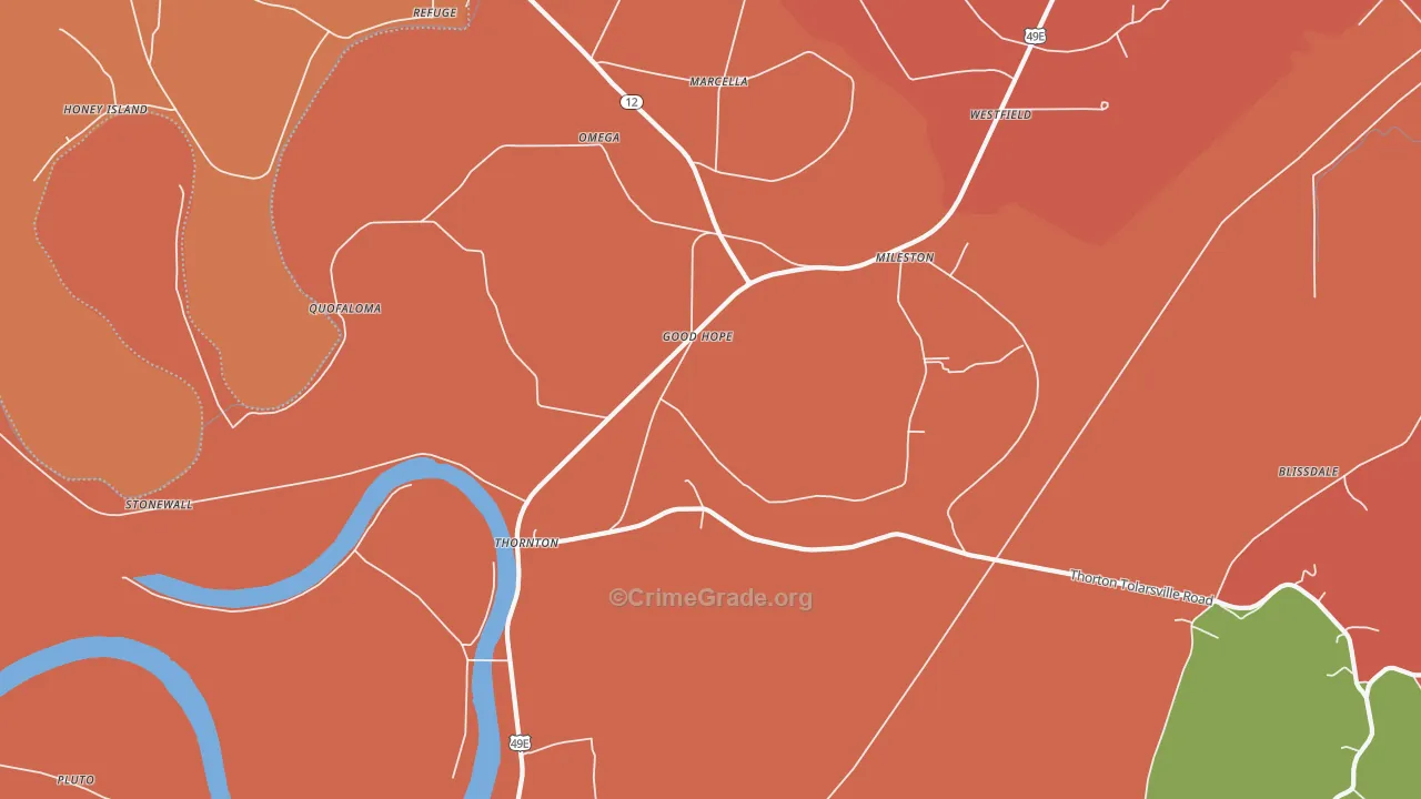 Thornton, MS Map of Drug-Related Crime Rates