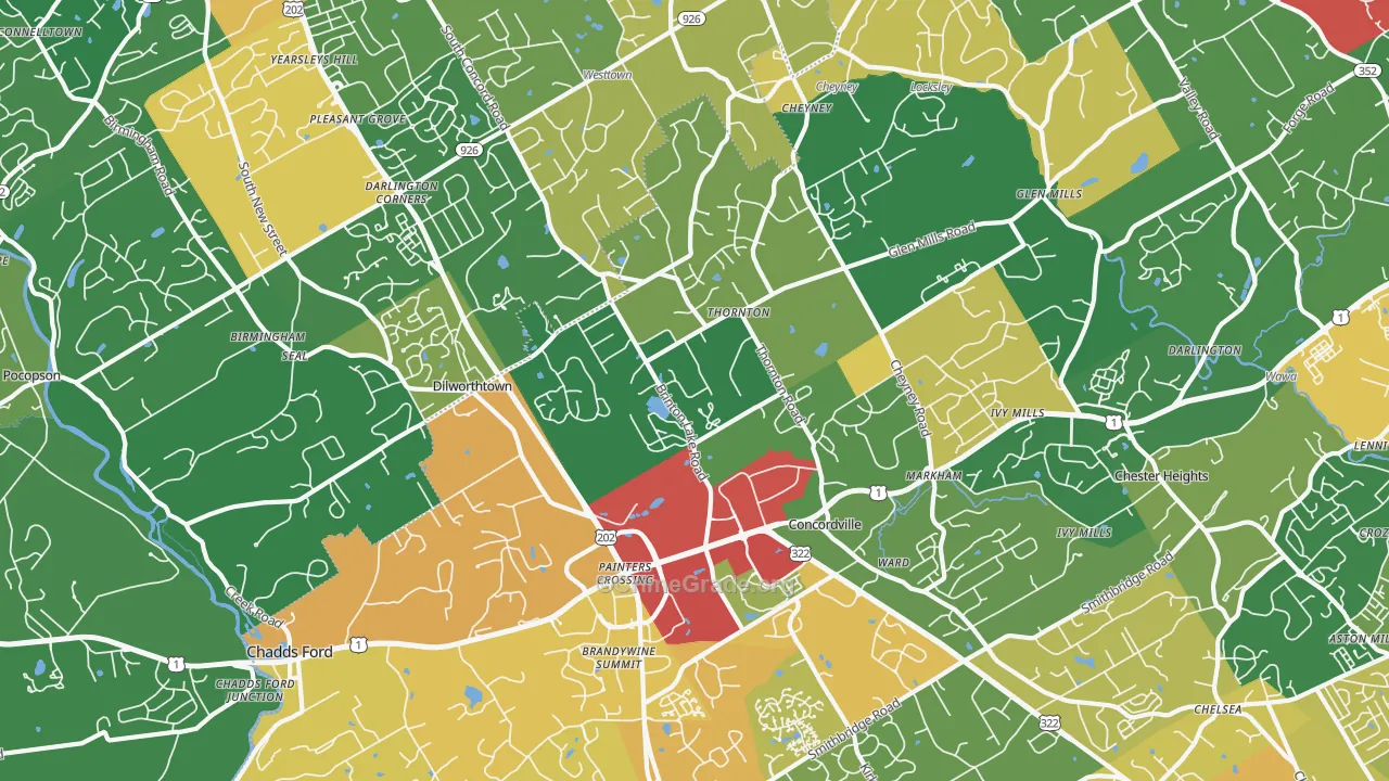 Thornton, PA Map of Drug-Related Crime Rates
