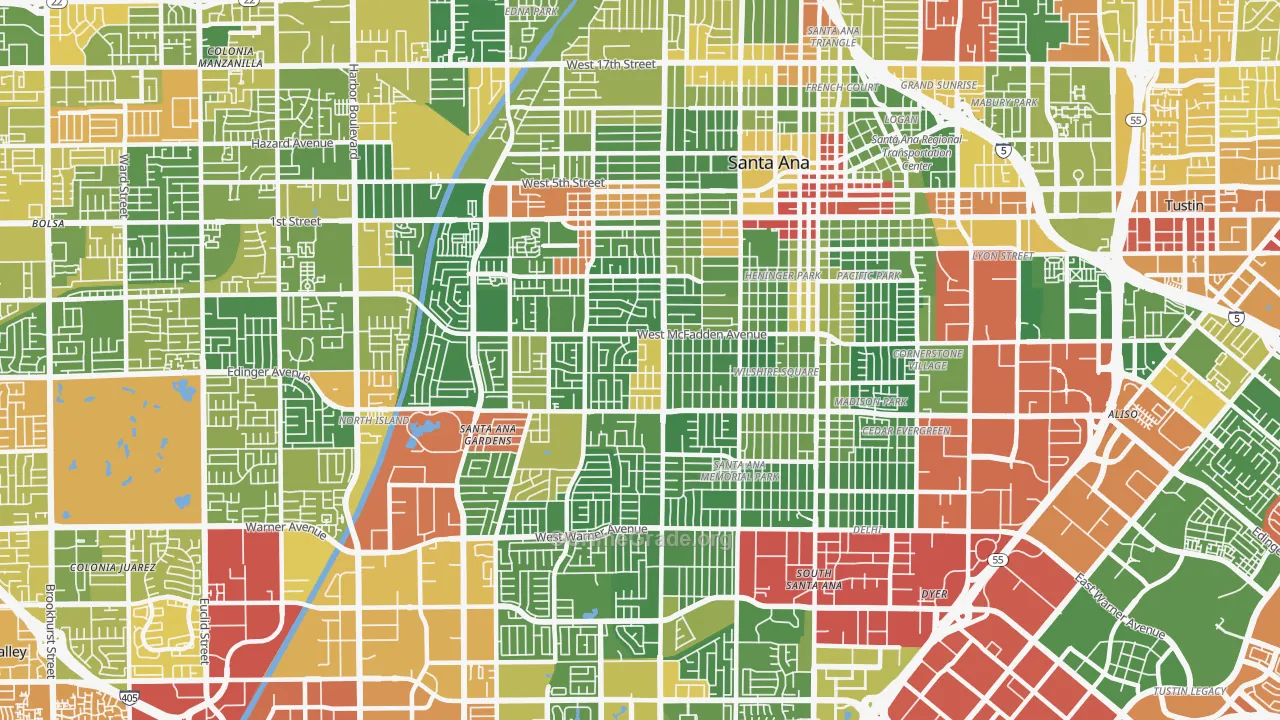 Thornton Park, Santa Ana, CA Map of Drug-Related Crime Rates