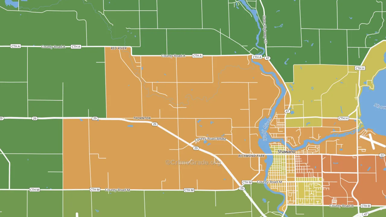 Thornton, WI Map of Drug-Related Crime Rates