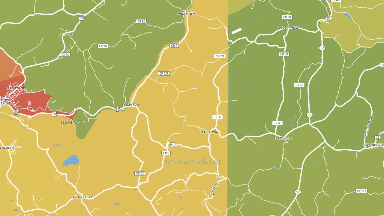 Thornton, WV Map of Drug-Related Crime Rates