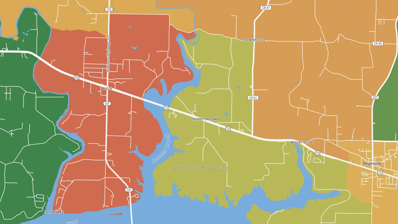 Thorntontown, AL Map of Drug-Related Crime Rates