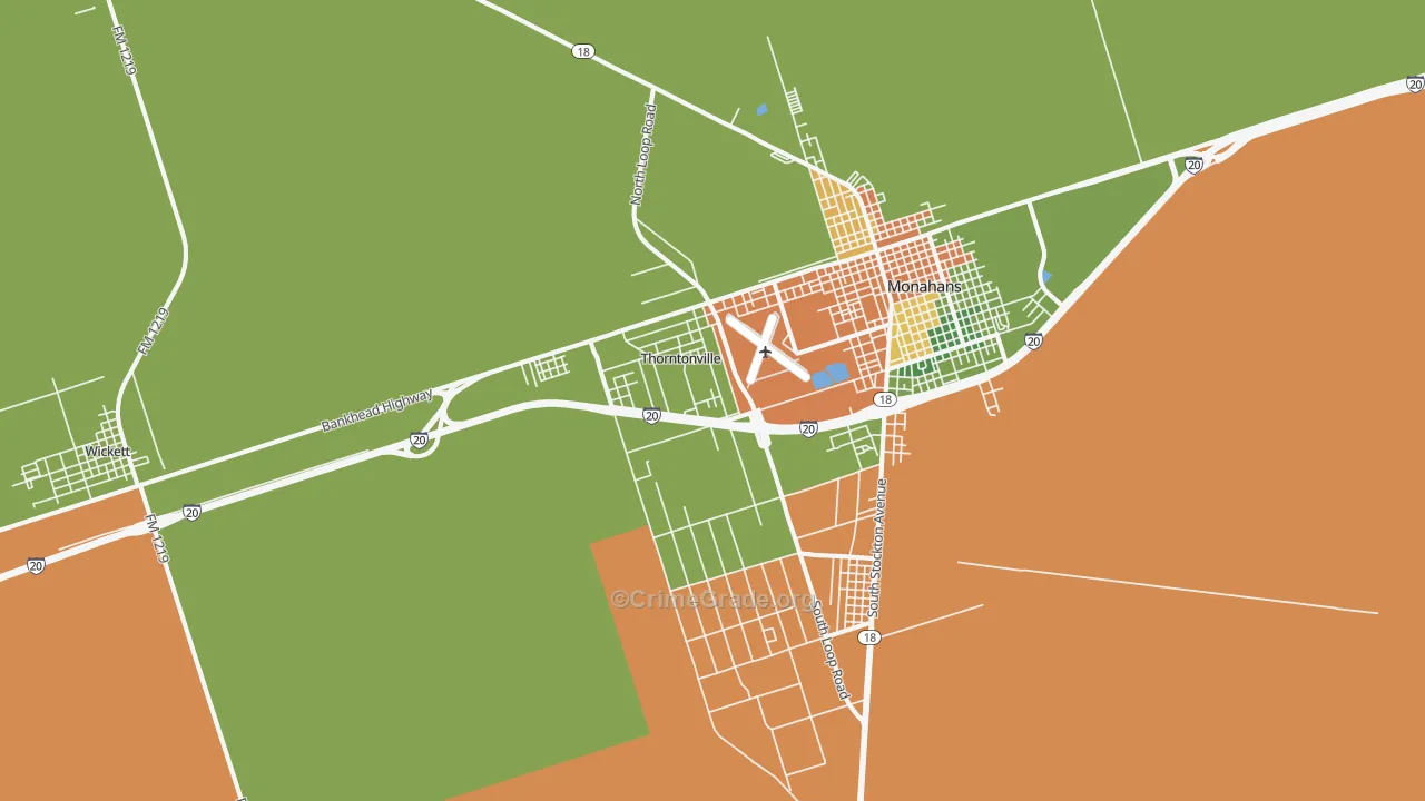 Thorntonville, TX Map of Drug-Related Crime Rates