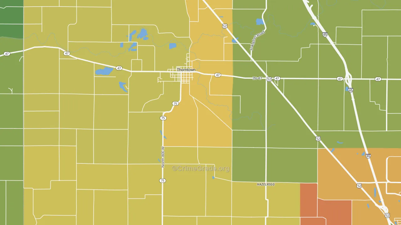 Thorntown, IN Map of Drug-Related Crime Rates