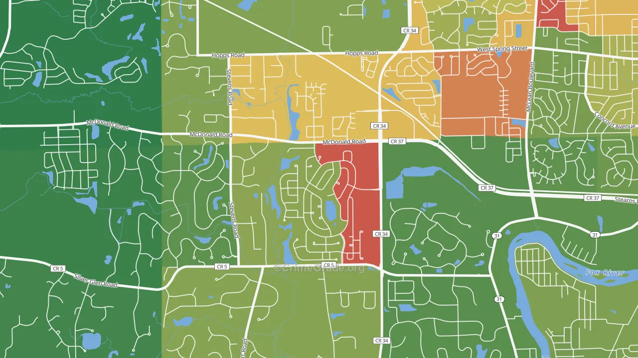 Thornwood, South Elgin, IL Map of Drug-Related Crime Rates