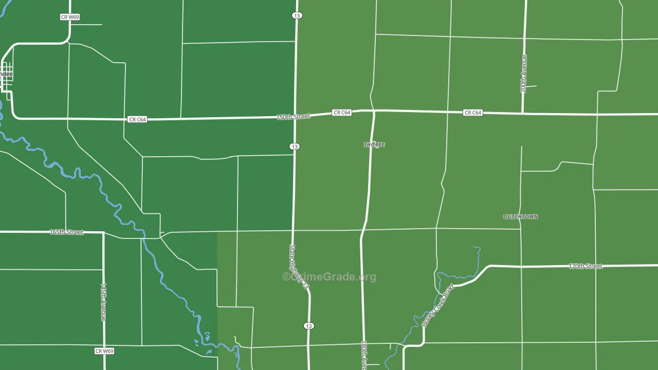 Thorpe, IA Map of Drug-Related Crime Rates