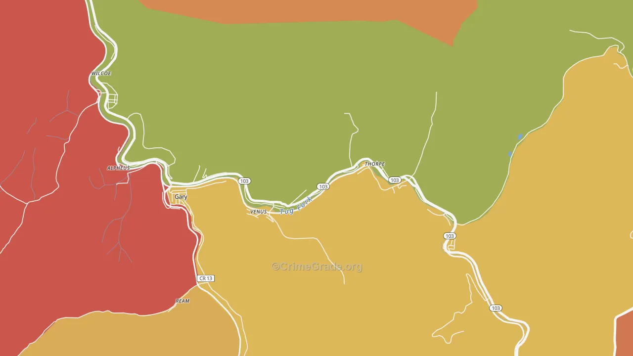 Thorpe, WV Map of Drug-Related Crime Rates