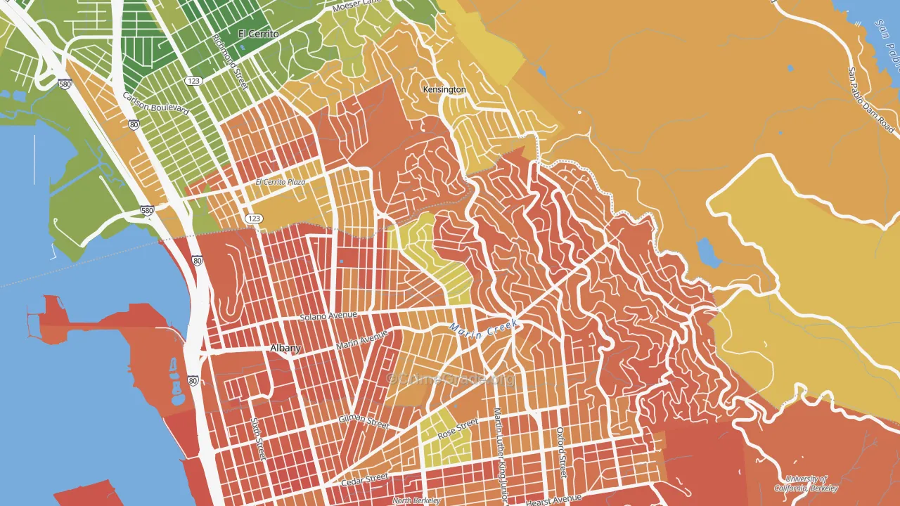 Thousand Oaks, Berkeley, CA Map of Drug-Related Crime Rates